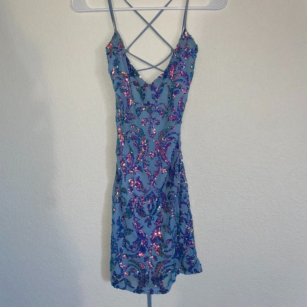 Blue Sequin Windsor Dress